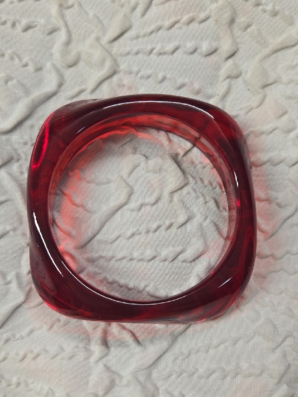Translucent Red Square Acrylic Bangle Bracelet